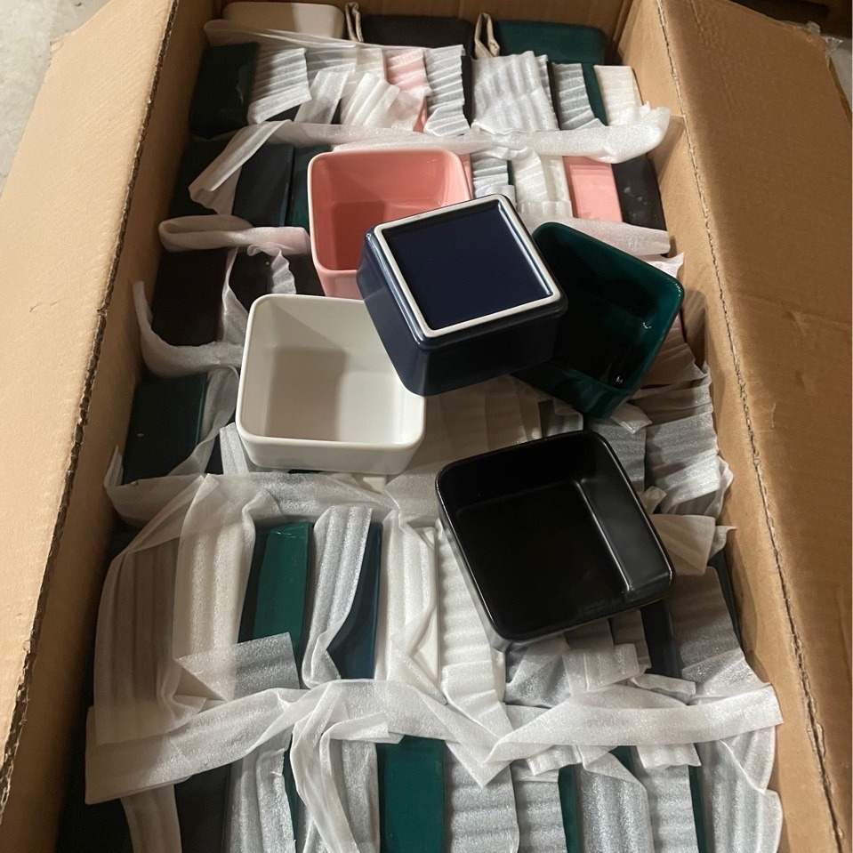 Small Pet Food Bowl Hamster Ceramic Bowl Dense Kangaroo Hedgehog Squirrel Food Bowl Square Flats Bottom Anti-Turning Anti-Biting Animal Bowl