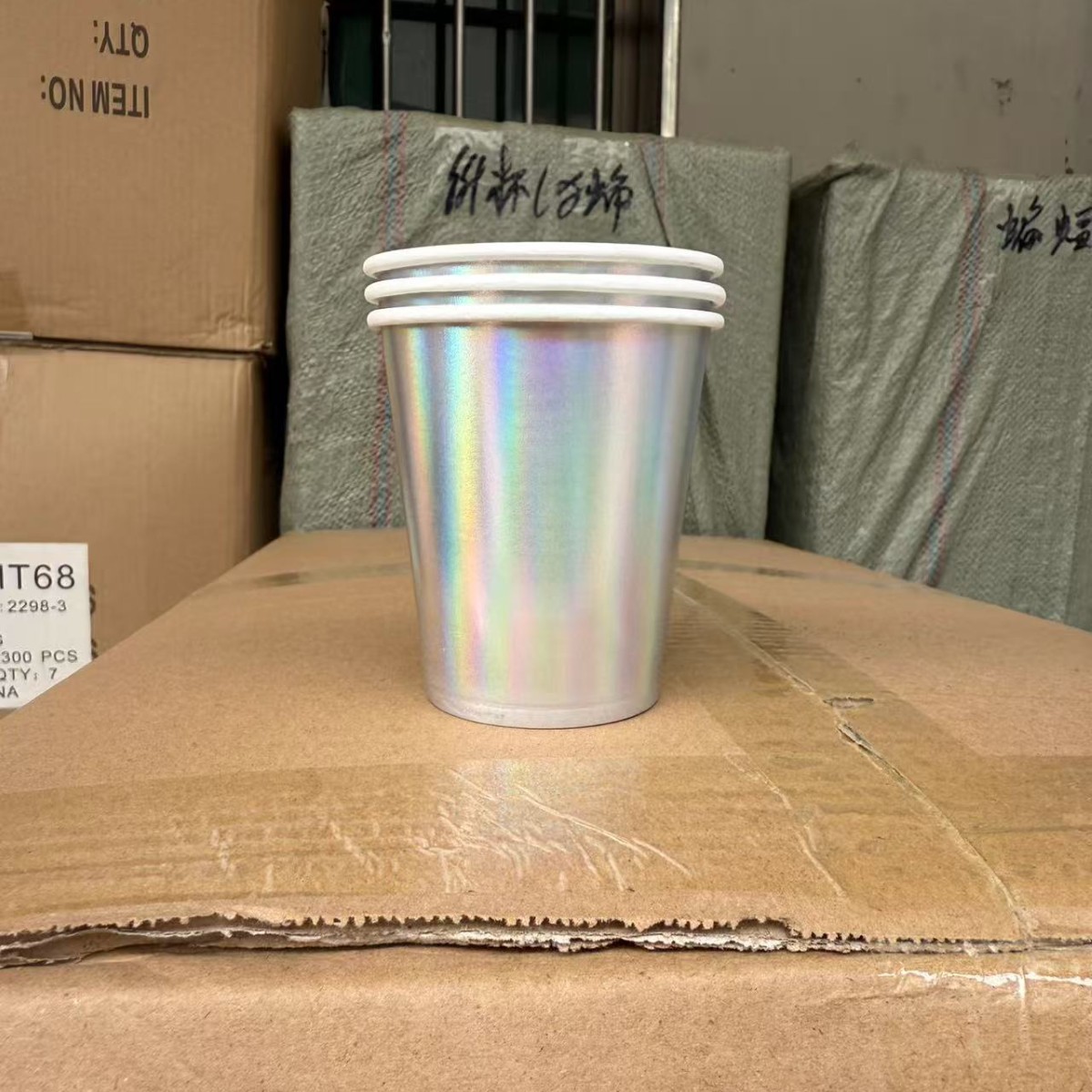 Цветная серебряная бумажная чашка, одноразовая, для дня рождения, пикника, 10 унций