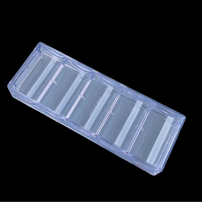 Coverless chip box large quantity discount 5 transparent chip rack storage box tray can hold chip coins 100 pieces