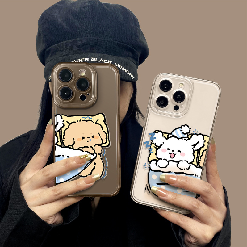 Cute Puppy Couple Suitable for Apple 15Promax Mobile Phone Case Iphone13 New Xiaomi 14 Grab Quilt Dog