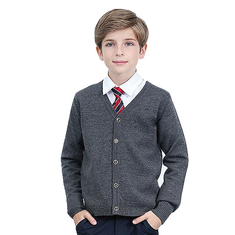 Spring and Autumn New Product British College Style School Uniform Sweater Boys' V-Neck Knitted Cardigan Student School Uniform Sweater Jacket