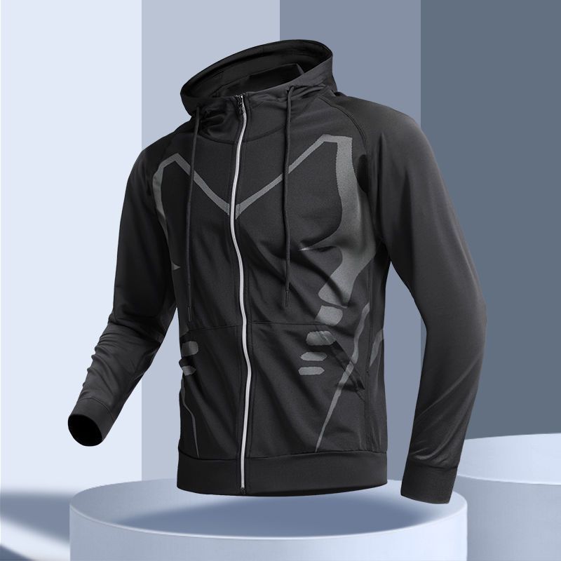 Sports Jacket Running Autumn Fitness Clothes Riding Windbreaker Hooded Training Long Sleeve Top Rush Jacket