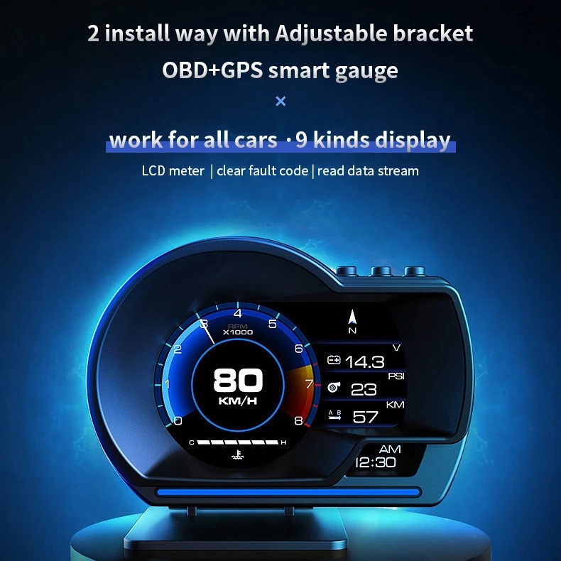 A500 car obd multifunctional LCD meter modified head-up display detector p6 speed water temperature turbine