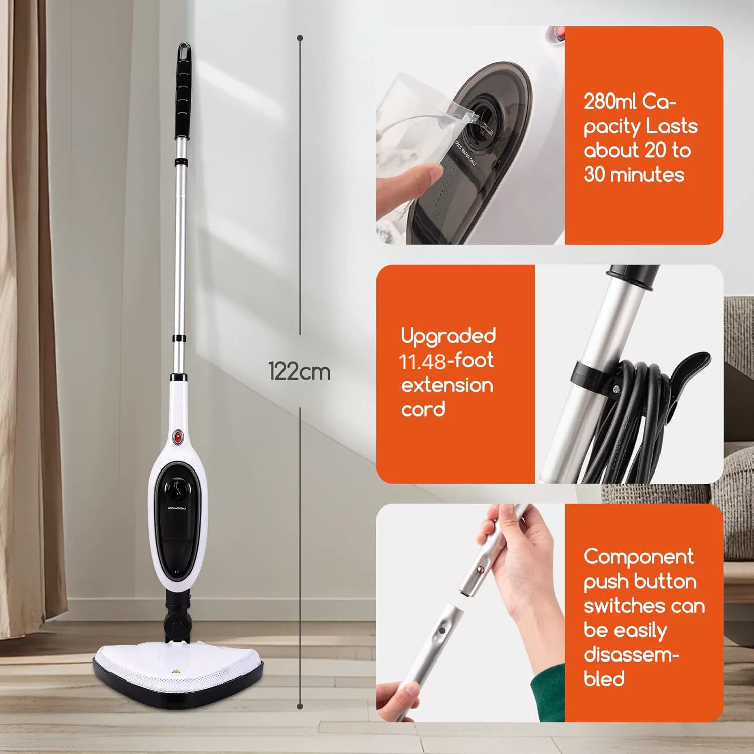 Household Handheld High Temperature Steam Mop Multi-Functional Steam Electric Mop Sterilization Lazy Mop Steam Mop