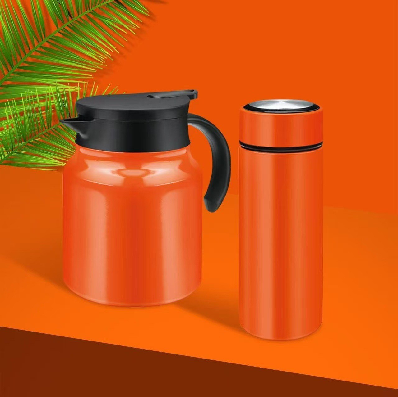 Longzi Flavor Orange Heart Orange Cup Pot Set Stuffy Teapot Water Cup Set Thermos Pot Thermos Cup Set Gift Wholesale
