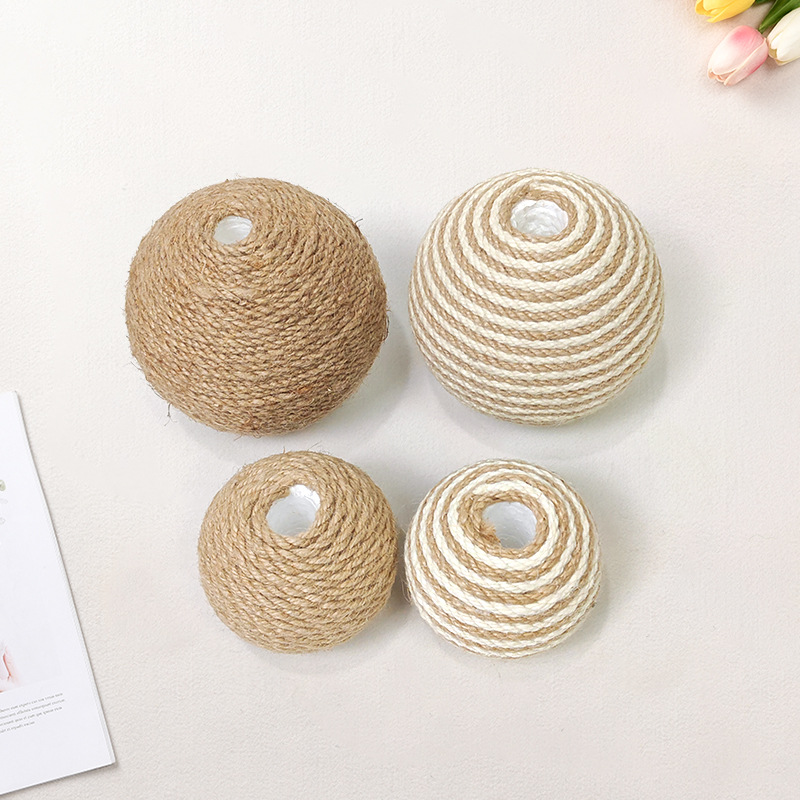 Cat Scratch Board Cat Toy Wooden Cat Scratch Ball Grinding Claw Hand Winding Sisal Rope Cat Climbing Rack Durable Cat Scratch Pet Supplies