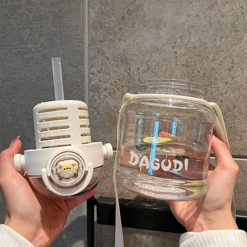 Internet Celebrity Water Cup Women's Large Capacity Plastic Cup Straw Ton Bucket Ton Kettle Portable Tea Water Separation Tea Big Belly Cup