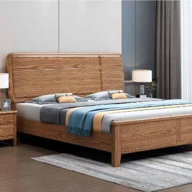 Скандинавская кровать из ясеня 1.68м, двойная, простой современный стиль, для главной и вторичной спальни