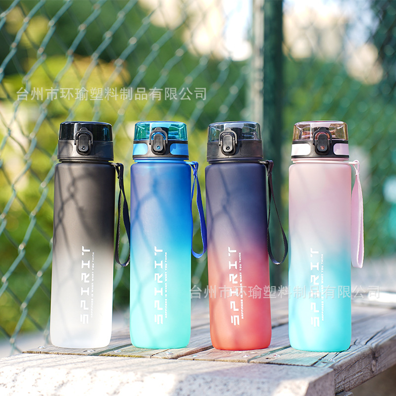 1 л градиентный цвет бутылка для воды большого объема пластиковая бутылка с защитой от протечек