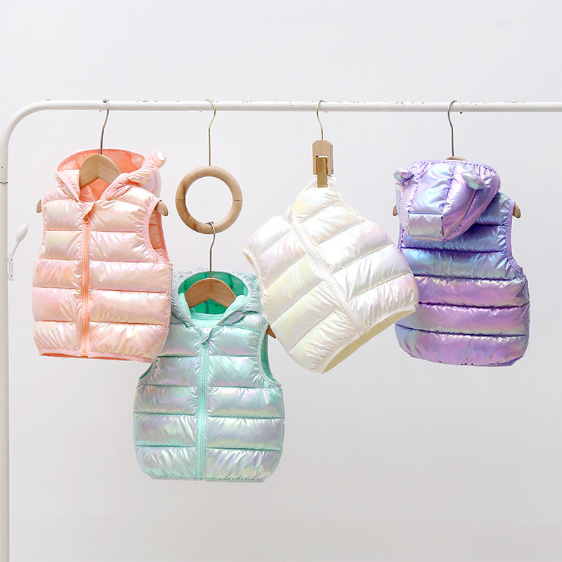 Foreign trade children's clothing 2024 new autumn and winter children's down cotton-padded jacket boys and girls hooded vest vest children's waistcoat