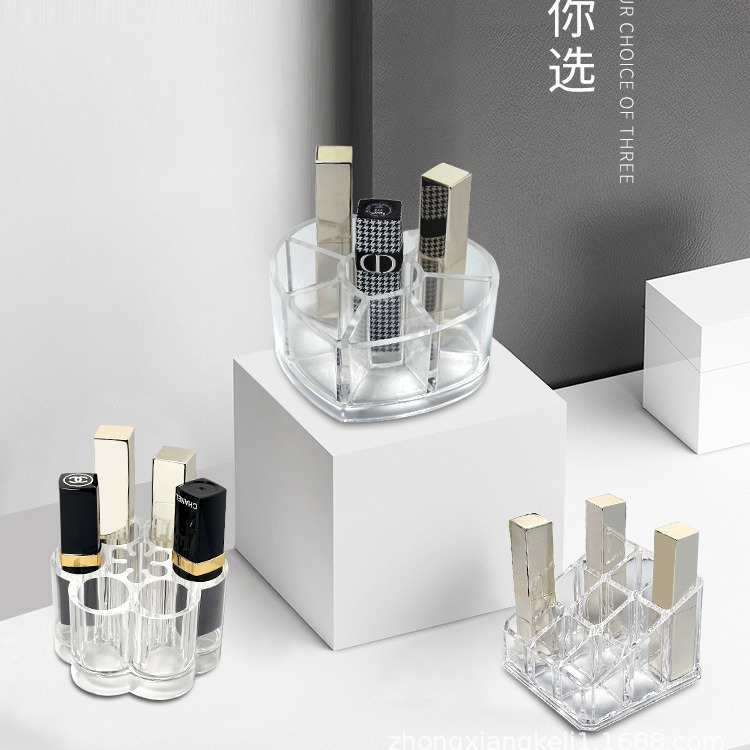 Полка для помады Love Plum Blossom, 9 ячеек, мини-ящик для хранения инструментов, прозрачный