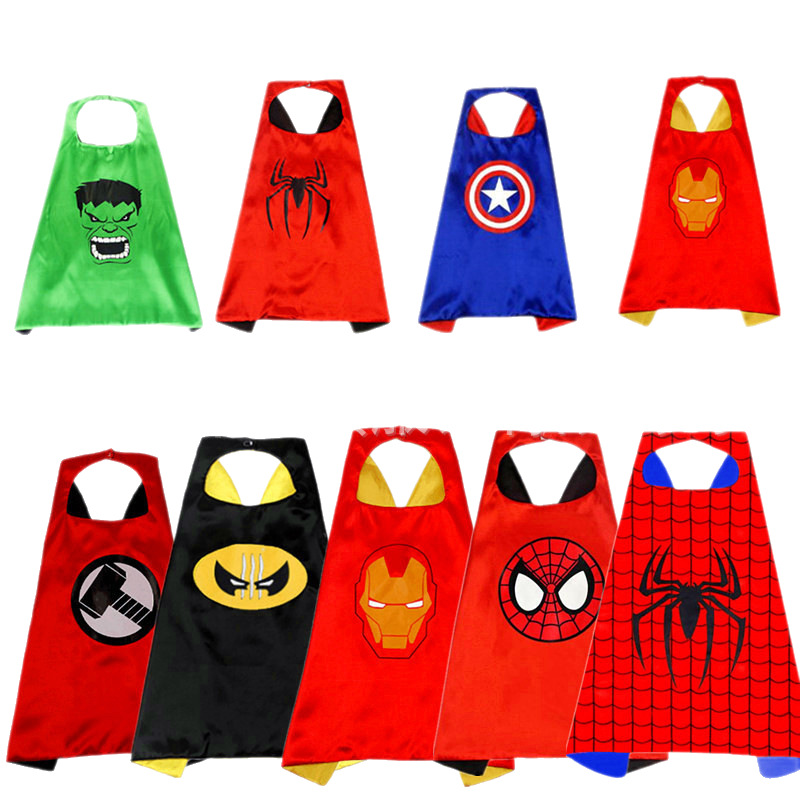 Printed Superhero Children's Cloak Movie Cosplay Cloak with Velcro Double Layer Performance Dress Up Festival