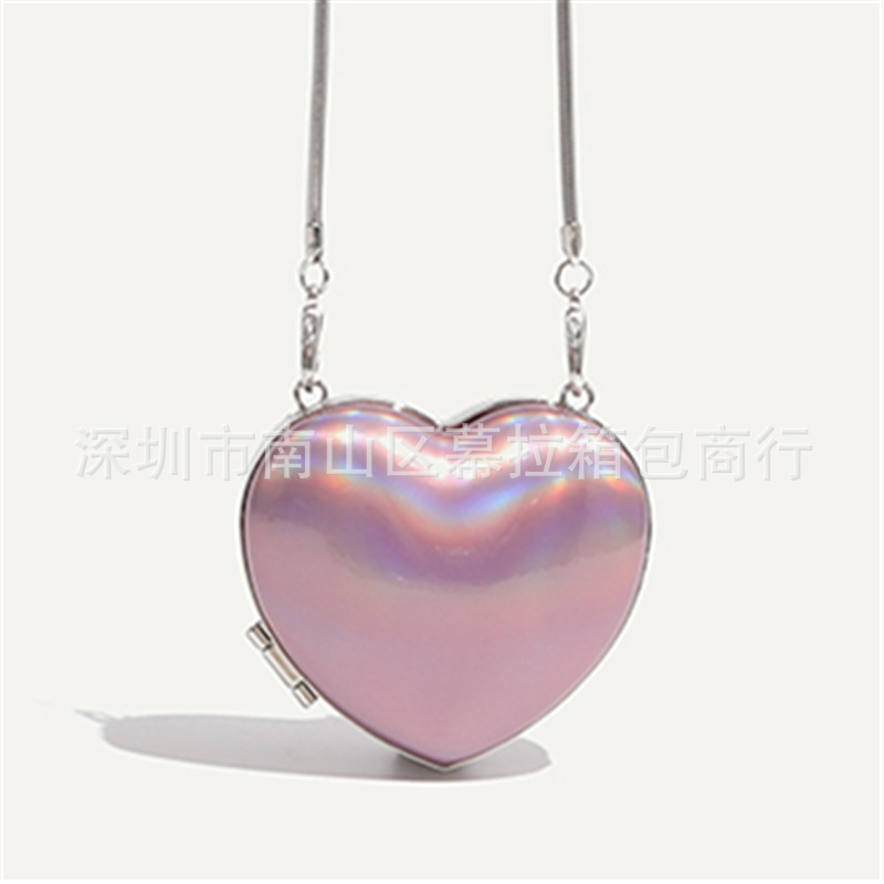 Love Lipstick Bag 2024 Spring and Summer New Heart-Shaped Cute Princess Style Girls Shoulder Crossbody Bag Chain Women's Small Bag
