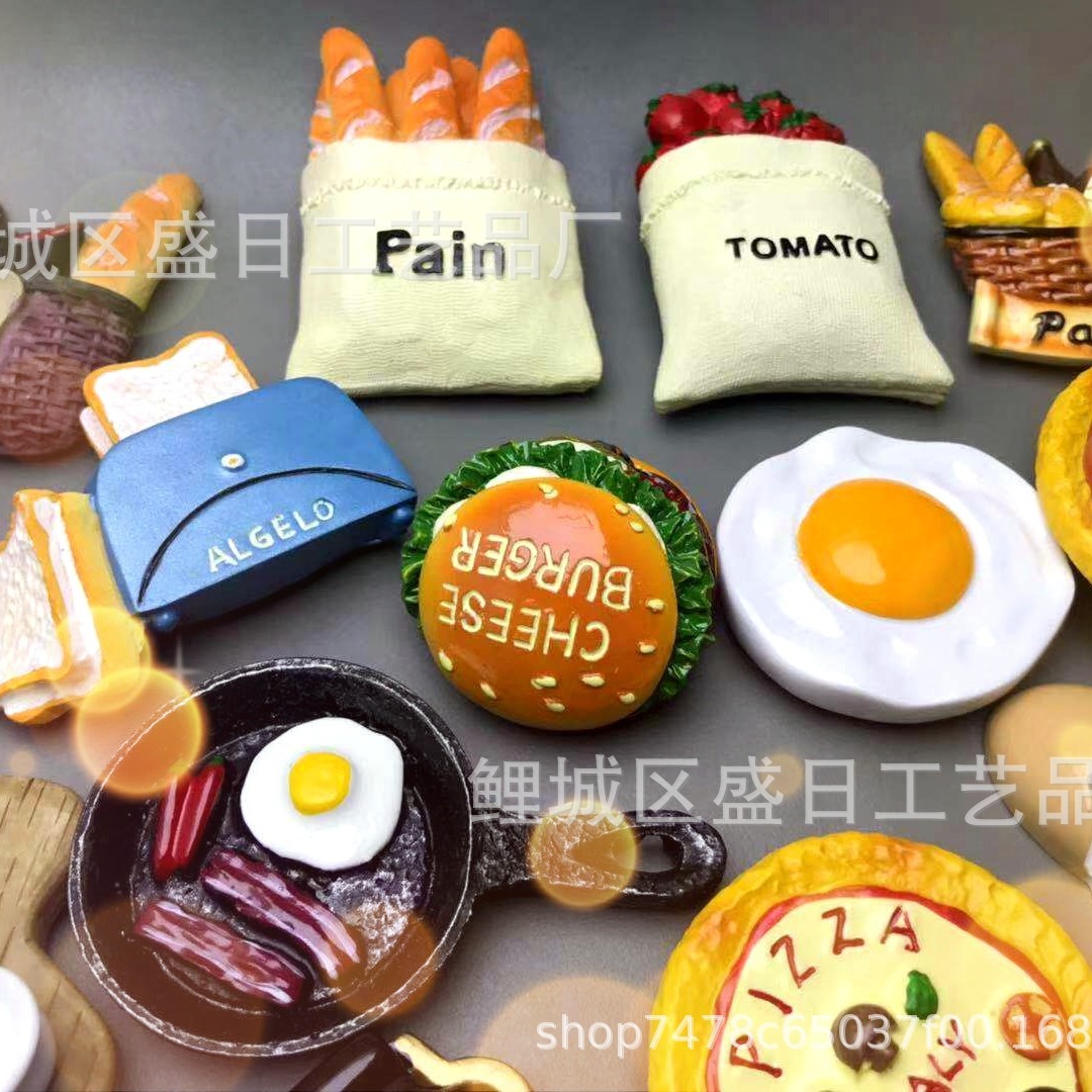 3D Simulated Food Bread Frying Pan Egg Resin Refrigerator Magnet Travel Souvenir Special Price Non-Returnable and Non-Exchangeable