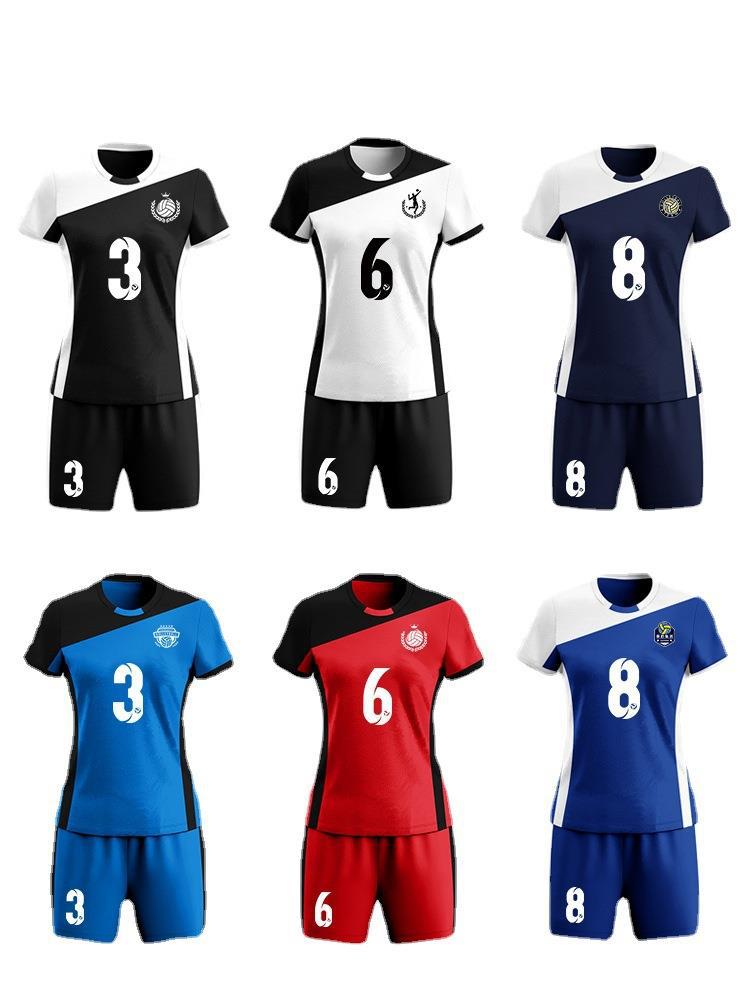 Wholesale Volleyball Clothing Suit Girls Competition Team Clothing Air Volleyball Sports Clothing Men's Short Sleeve Training Clothing Printing Number