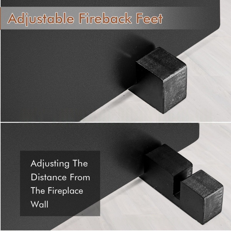 Cross-Border Temu 19inch Fireplace Back Fire-Iron Fireplace Back Plate with Feet | Fireplace Wall Protection Fireproof Heat Insulation Board
