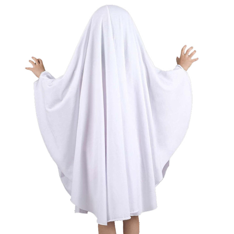 Cross Border New Kids Adult White Ghost Pullover Cloak Halloween Cos Ghost Festival Theme Party Dress Up Costume