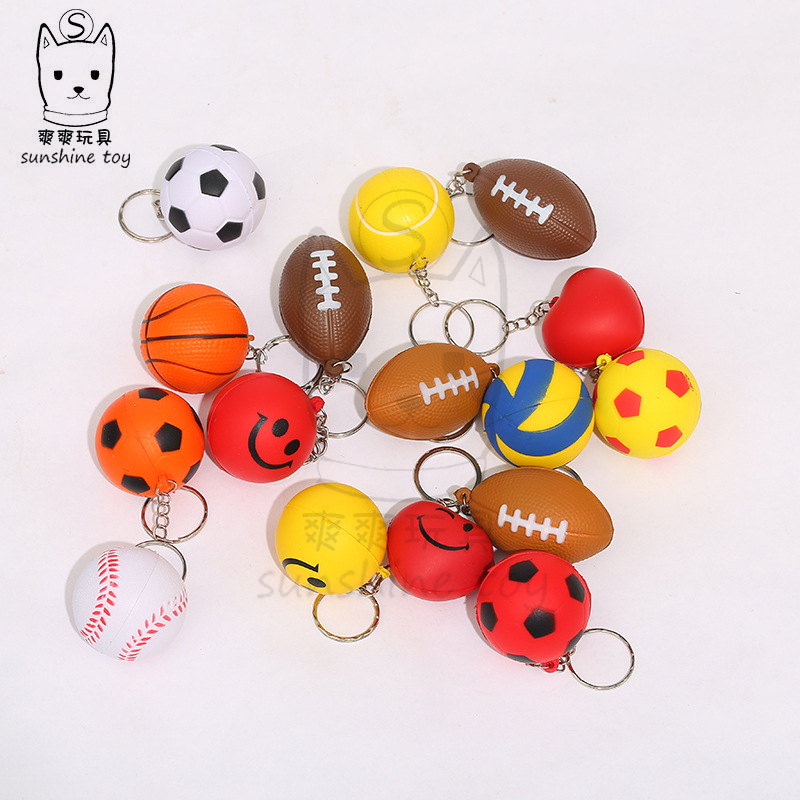 Cross-border Hot Selling 4cm Foaming Pu Stress Ball Elastic Football Small Basketball Children's Decompression Vent Toy Rugby