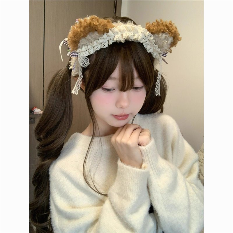 Маленький медведь, собирающий звезды | Осень и зима, новая милая плюшевая повязка на голову, сладкий кружевной бант для умывания