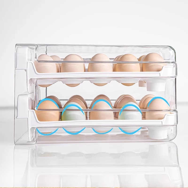 Refrigerator Egg Storage Box Kitchen Egg Box Storage and Organization Large-Capacity Egg Tray Drawer-Type Egg Box Preservation Household