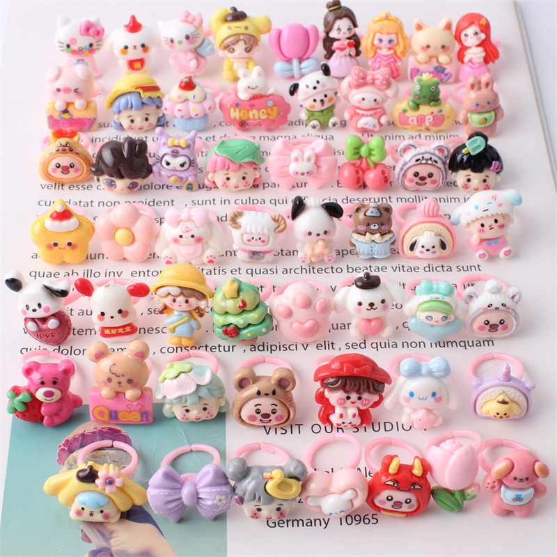 Милое мультяшное кольцо для детей, цветочное ювелирное изделие