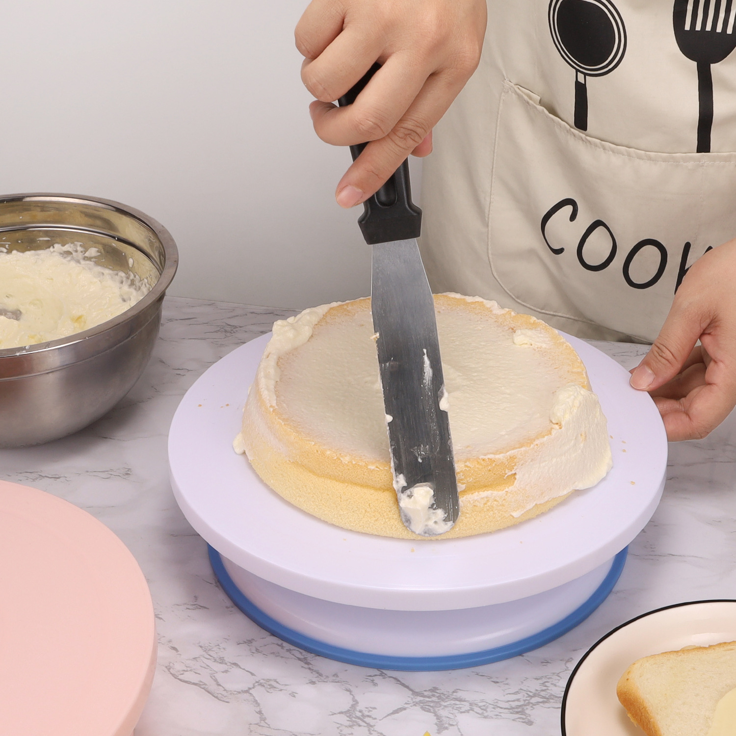 Cake turntable turntable white baking non-slip decorating table factory plastic shape rotating decorating table baking tools