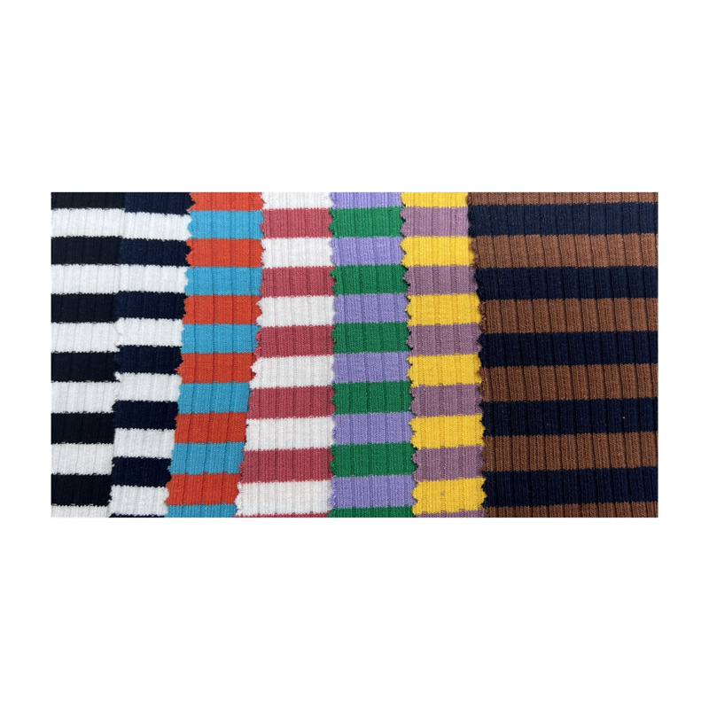 4*3 rib pit stripes 200g stretch knitted yarn-dyed cotton T-shirt, children's fashion fabric