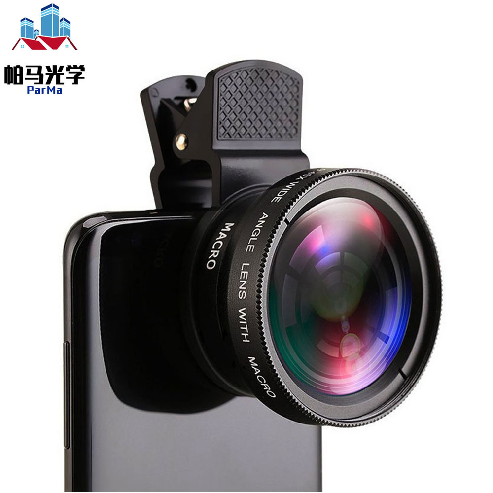 Оптовая продажа 0.45X широкоугольного объектива, 15X макрообъектив для мобильного телефона, HD, без искажений