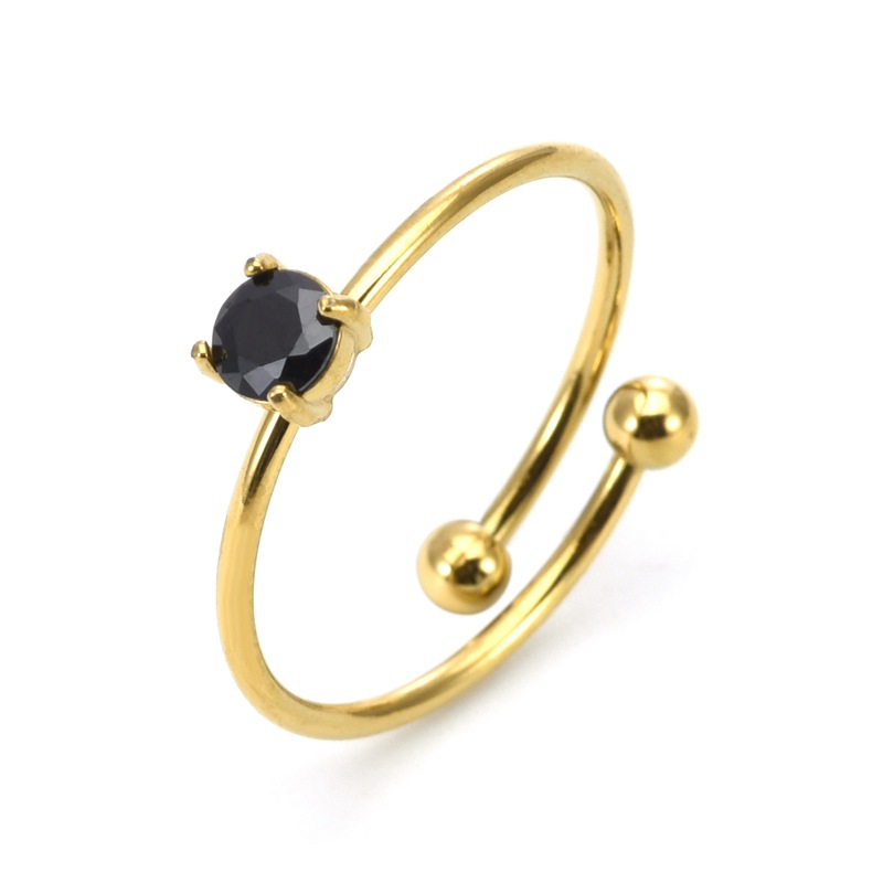 Qianhui European style living mouth titanium steel ring inlaid stone ring ins net red ring cross-border Amazon AliExpress