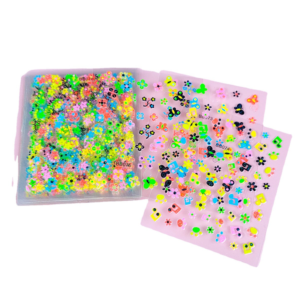 Color nail stickers for boys and girls Cai Xukun nail stickers cute flowers butterfly small pattern nail stickers wholesale