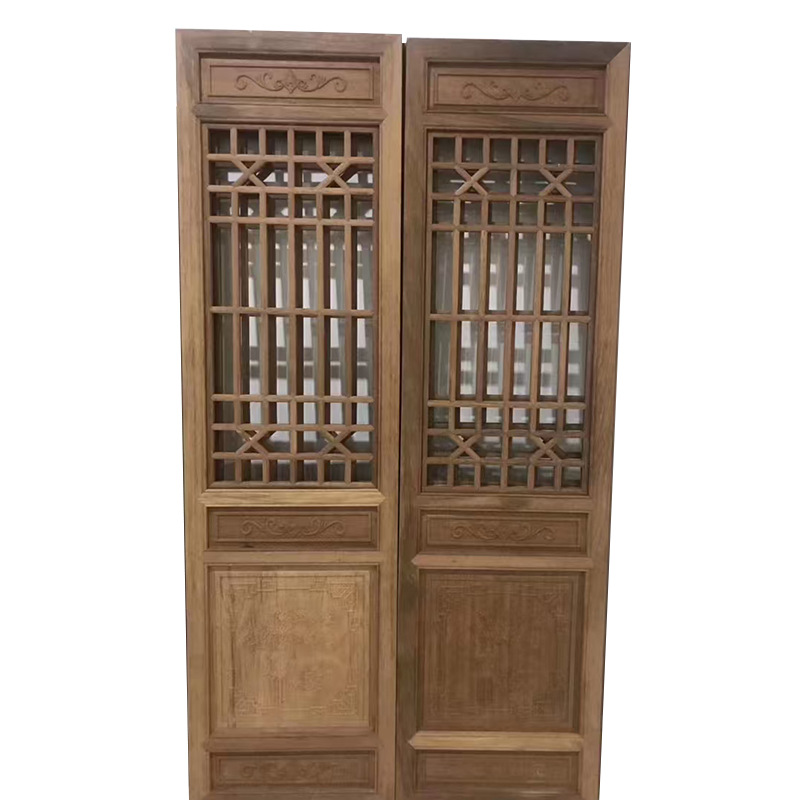 Antique-Style Doors and Windows, Entrance Doors, Temple-Style Chinese Retro Solid Wood Floral Lattice Hollow Partitions, Guesthouses, Hotels, Carved Patterns