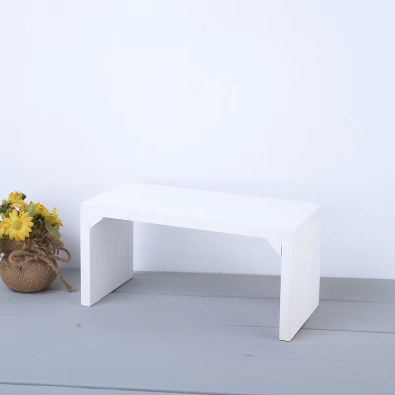 Wooden mini wide bench storage rack wedding birthday party paper cup storage rack Mori cake dessert table decoration