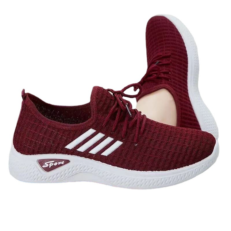 2021 New Feiwei Women's Sports Shoes Spring and Summer Soft Sole Casual Mom Shoes Mesh Low-Top Running Student Shoes