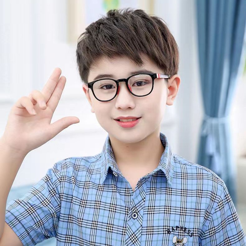 Silicone anti-blue light glasses for boys and girls Primary School students mobile phone TR90 eye protection anti-radiation ultra-light children's glasses plain glasses
