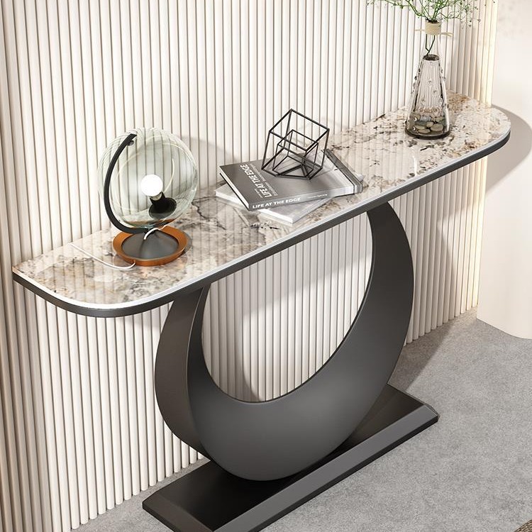 Italian rock plate entrance table semicircle entrance cabinet entrance table modern minimalist wall-mounted entrance rock plate end View table