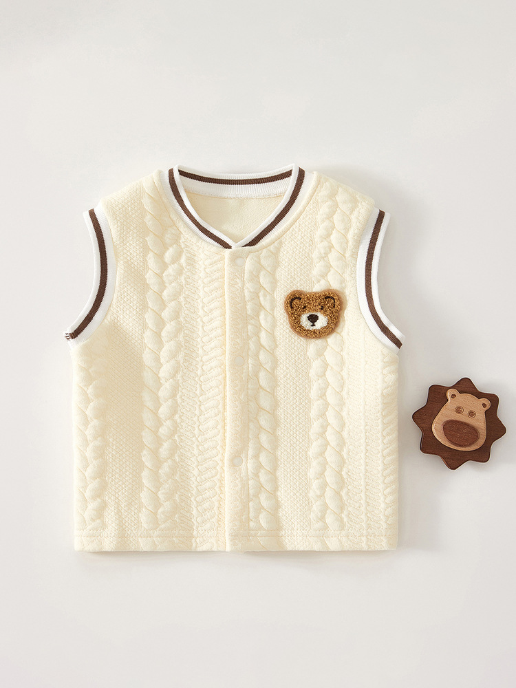 Baby's Cotton Vest Baby's Autumn and Winter Warm Vest Children's Thick Girls' Shoulder Waistcoat Boys' Little Horse Clip