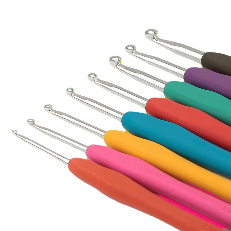 Crochet tool suit hook doll wool stainless steel color soft handle crochet sweater needle DIY knitting material bag