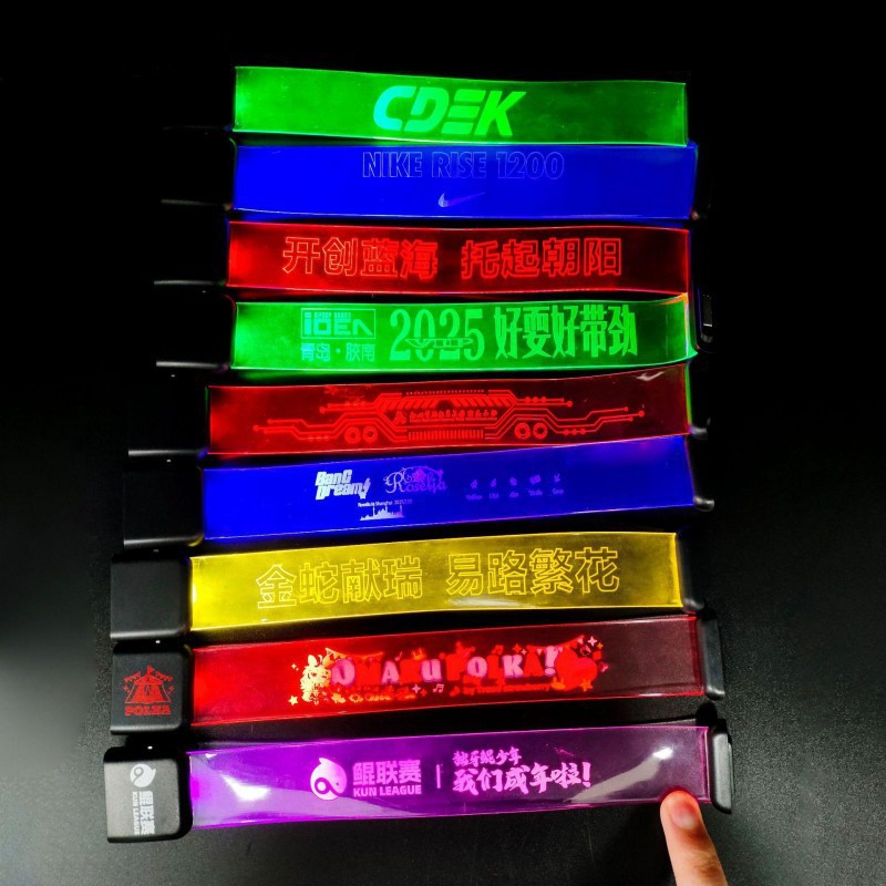 Manufacturer Wholesale Led Luminous Bracelet Button Magnetic Colorful Fluorescent Bracelet Cheering Printable Wristband