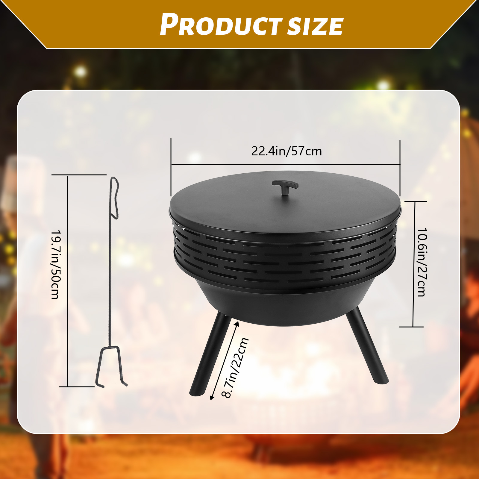 Amazon's New Cast Iron Fire Pit Table with Cover, Deep Round Stove Wood Burning Fire Pit for Outdoor Bonfire Parties