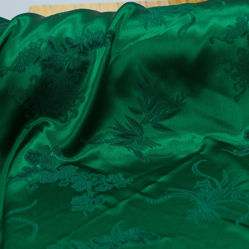 Four Gentlemen Plum Orchid Bamboo Chrysanthemum Stretch Silk Crown Music Crepe Embossed Jacquard Fabric Artistic Style Cheongsam Hanfu Fabric