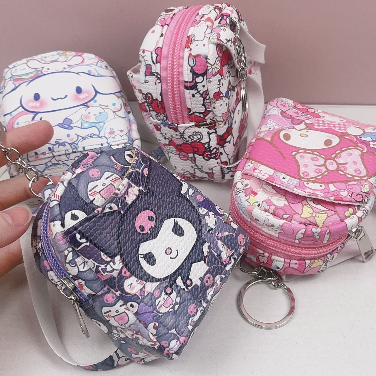 Sanrio Culomi Cartoon Merlot Mini Coin Purse Storage Key Case Headset Coin Bag Pendant