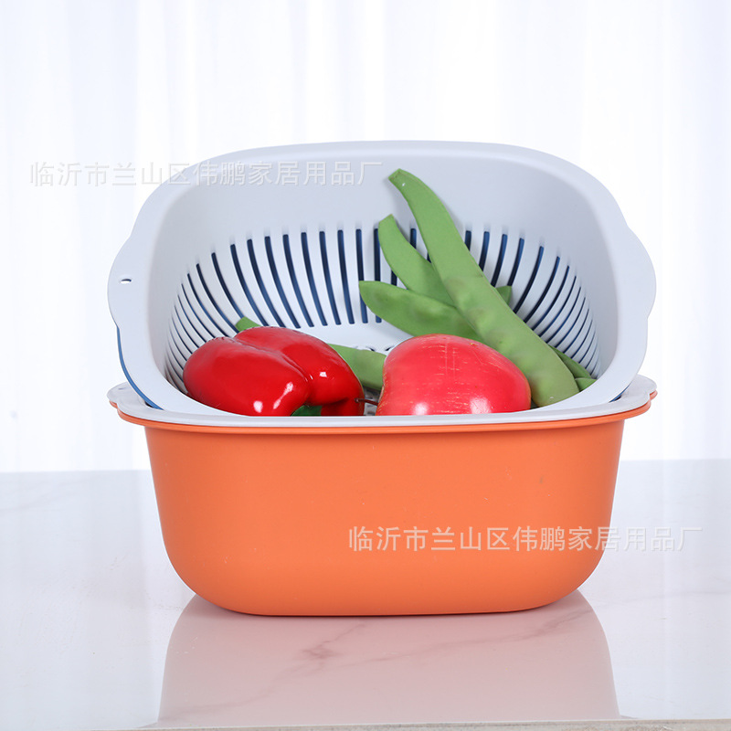 Multifunctional Double-Layer Drain Basket Household Kitchen Sink Strawberry Bear Cartoon Drain Basket Thickeneded and Printable Logo