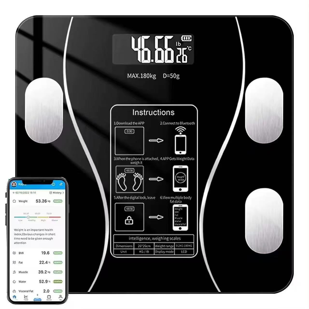 Intelligent Weight and Body Fat Scale Human Body Scale Accurately Measures Foreign Trade English Version Supports Various Languages