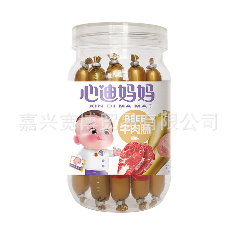 (August 25) Xindi Mama Beef Sausage 90g (9 Pieces/Can) Snack Meat Sausage Ham Sausage