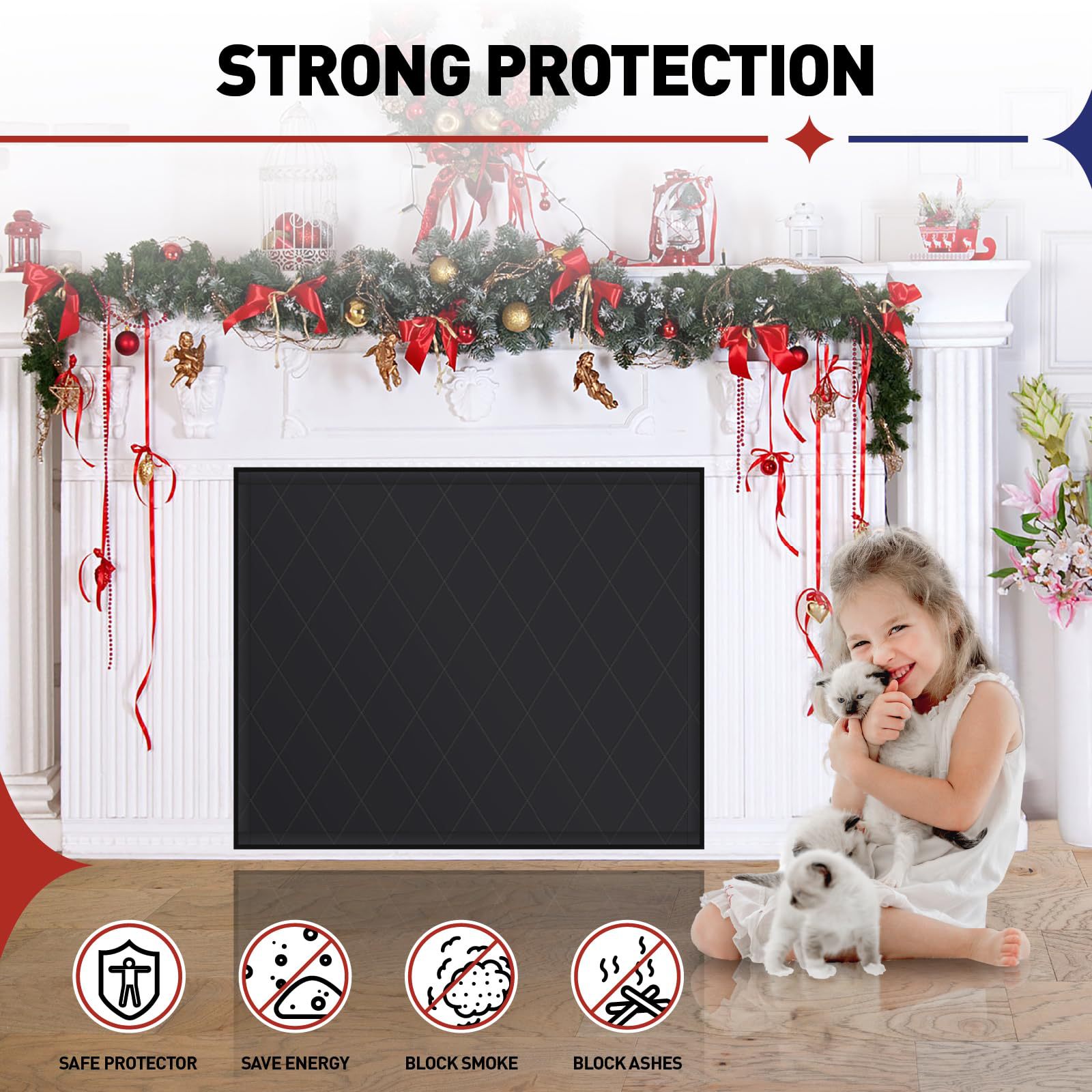 Cross-border hot-selling fireplace blanket fireplace cover can stop cold air heat loss and save energy multi-functional barrier blanket