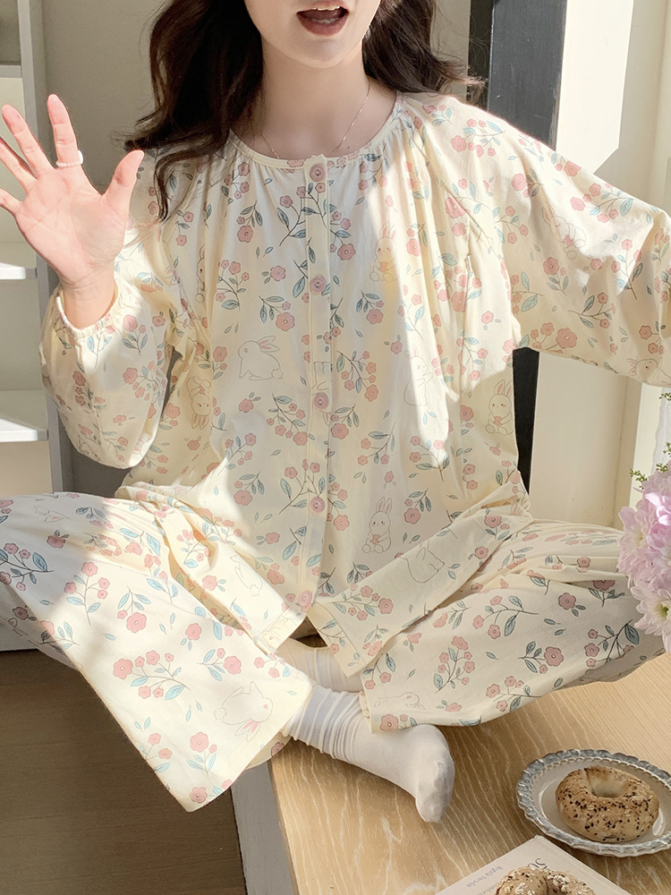 Пижамы для беременных 7A, чистый хлопок, весна-осень