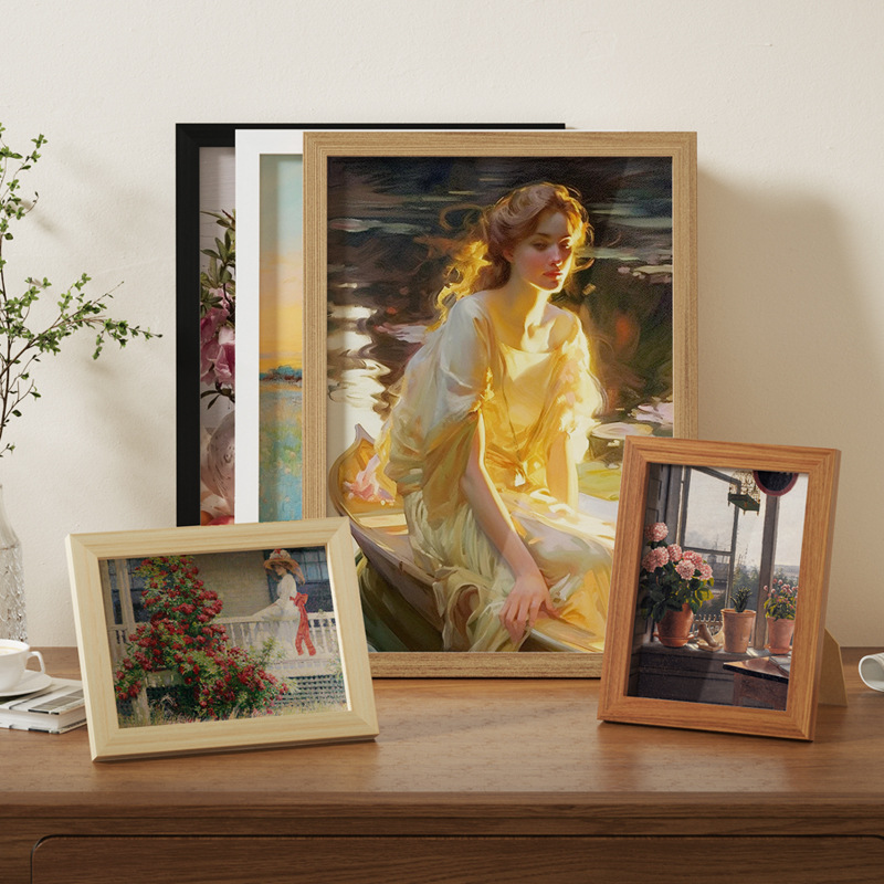 Wooden 6inch Photo Frame Table Hanging Wall A3A4 Paper Picture Frame 4-Open Mounting Self-Installed Large Size Oil Painting Frame 12inch
