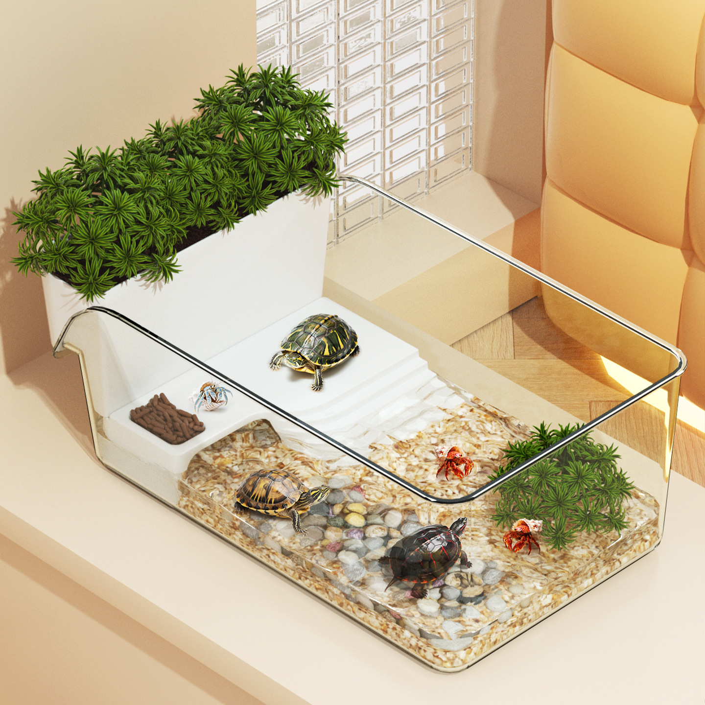 Платформа для обогрева черепах, специальный домик для лазания для бразильских черепах и травяных черепах