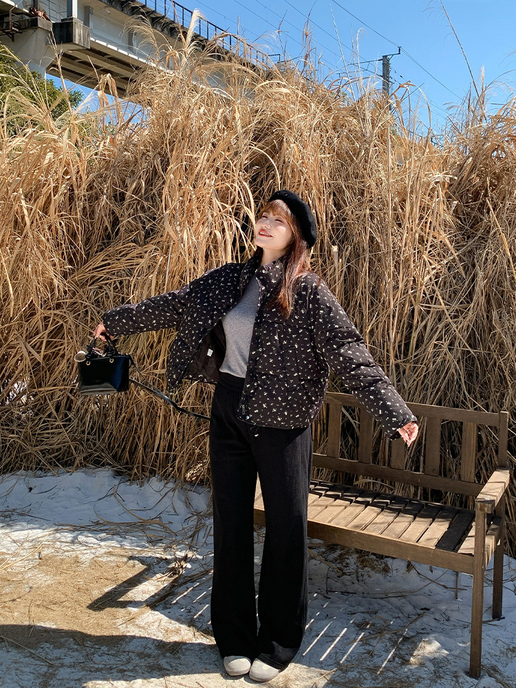 Retro Corduroy Elastic Waist Wide Leg Pants Spring Fat mm Plus Size Women's High Waist Work Clothing Casual Straight Pants 63589