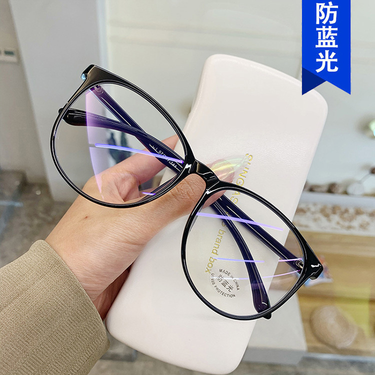 Flat Mirror Ultra-Light Cold Brown Glasses Frame for Women Without Makeup Whitening Round Frame Glasses Frame New Fashion Anti-Blue Light Glasses